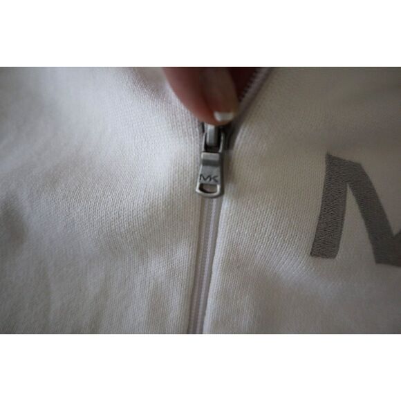 Michael Kors Men's Sz L White/Ivory Chunky Mock Neck Full Zip Sweater - Picture 6 of 7